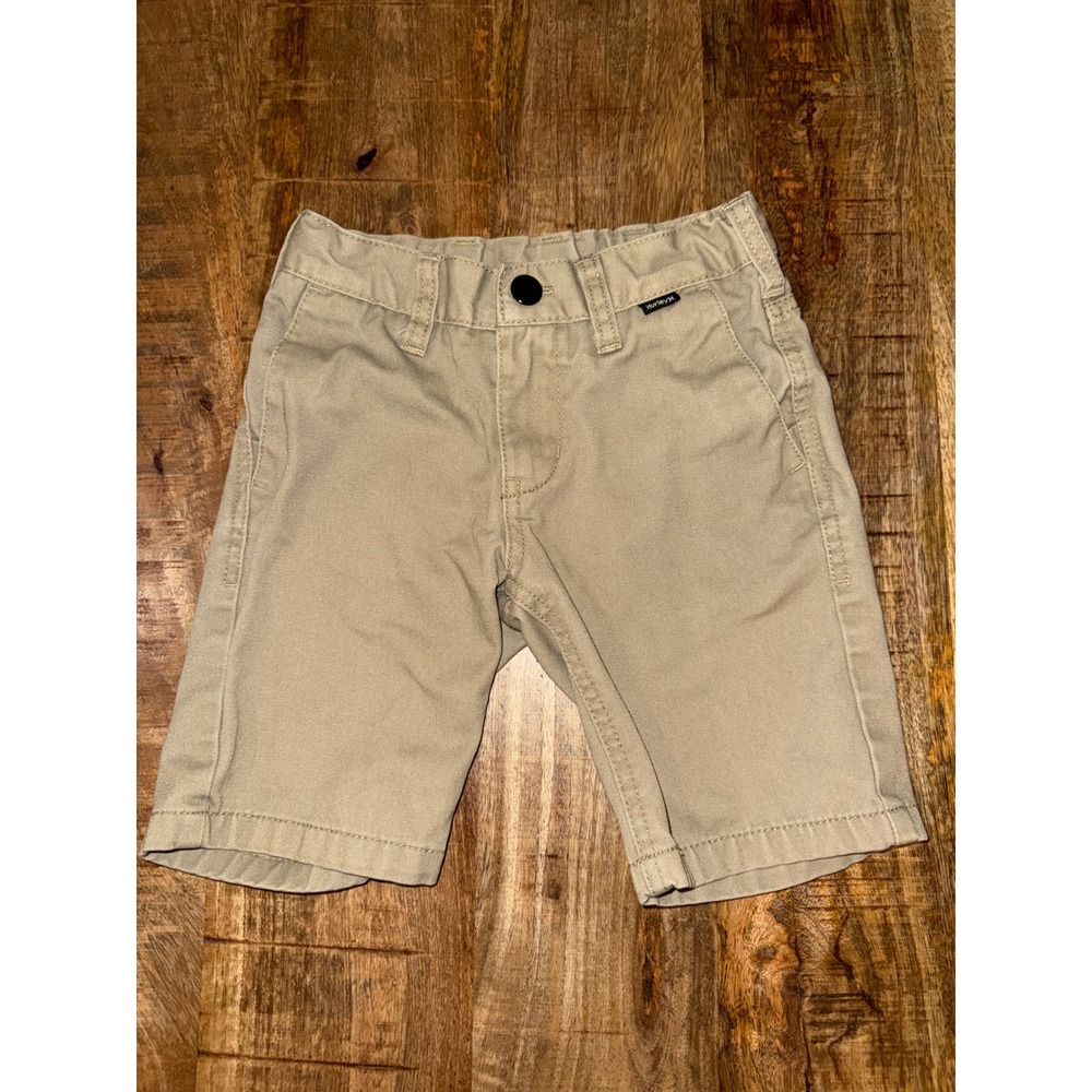 Hurley Boys Khaki Chino Shorts Tan Size 6 Adjustable Waist Twill